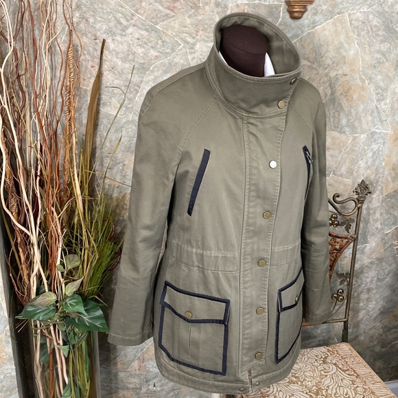 Veronica Beard Jackets & Blazers - Veronica Beard cargo utility jacket coat cardigan wrap olive green, black trim